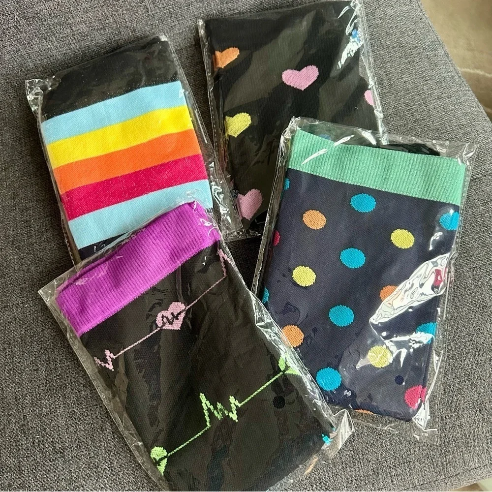 PLUS Size, Fun, Abstract Compression Socks, Colorful, Neon, Travel (1 Pair)